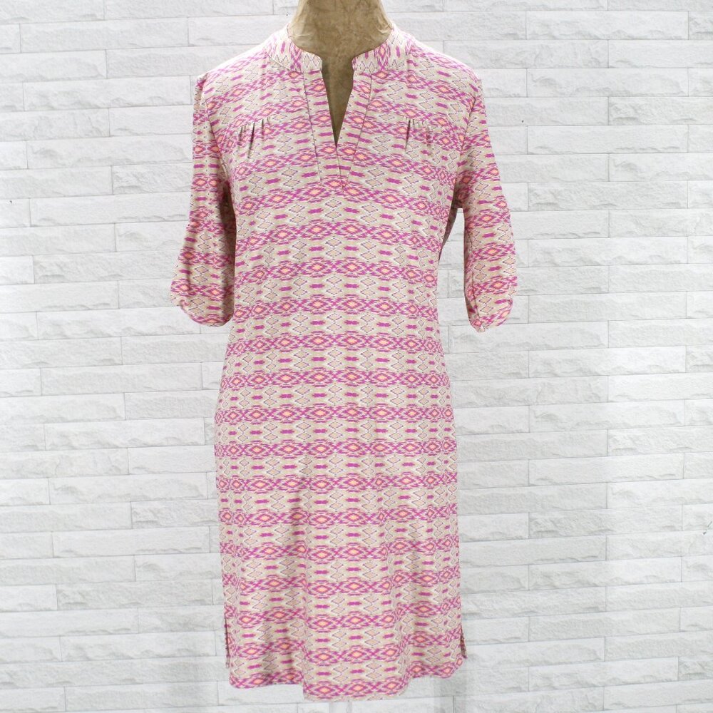 ELLIE KAI Dress Casual Oversized Geometric Aztec Print Summer Pink Tunic 4